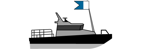 Dagsignal for et skib med dykker i vandet